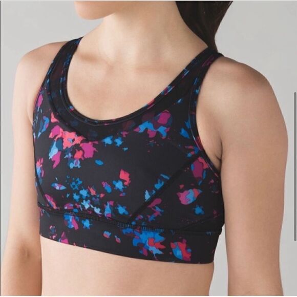 Lululemon Strap It Like Its Hot Sports Bra Floral Multi Black - Picture 1 of 8
